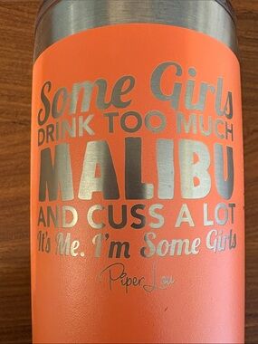 Piper Lou Coral Tumbler with Silver Metallic Text